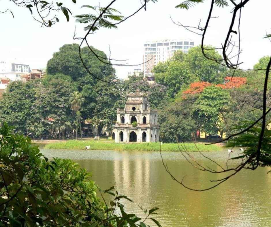 Hoan Kiem Lake – one of the most captivating highlights of walking tours of Hanoi.