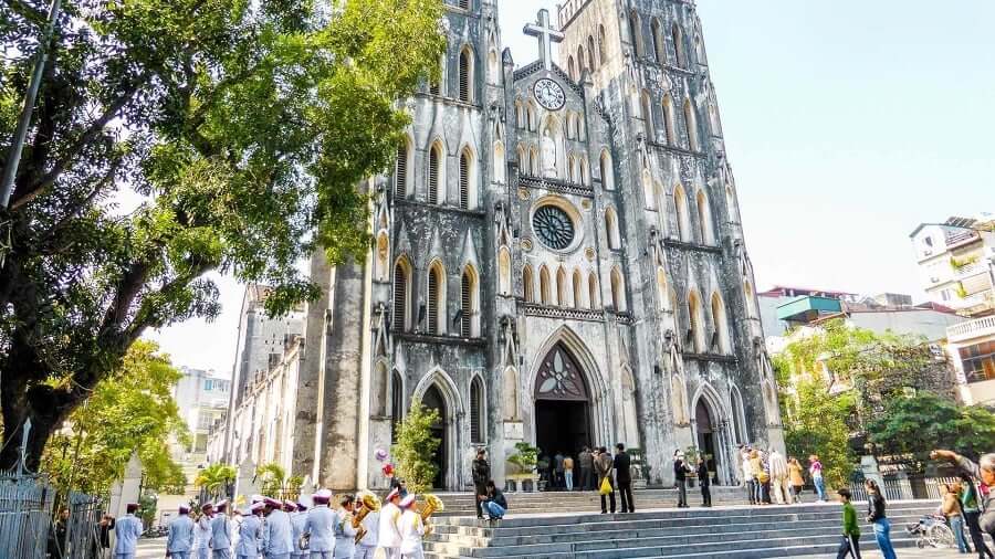 St. Joseph’s Cathedral, located on Ly Quoc Su Street, is a must-see landmark on walking tours of Hanoi.